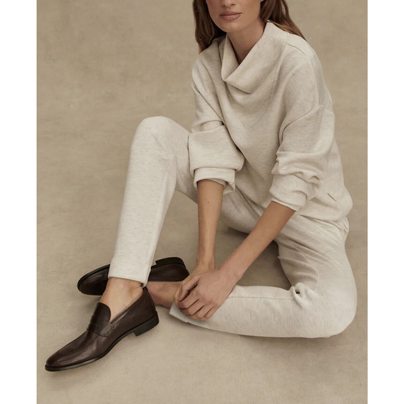 Varley Betsy Sweat Doublesoft Oversized Cowl Neck Sweatshirt Ivory Marl Medium - Picture 15 of 16